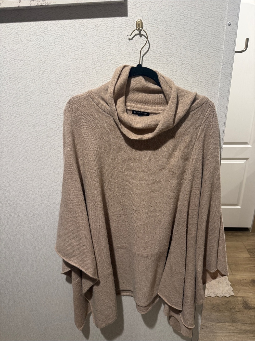Eileen Fisher Maple Oat Cozy Wool Melange Poncho OS
